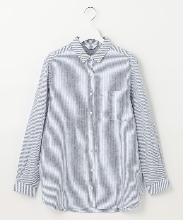 J.PRESS LADIES 【洗える】リネン シャツ ネイビー系1