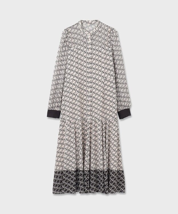 GRACE CONTINENTAL モノグラムプリントレイヤードワンピース ブラック