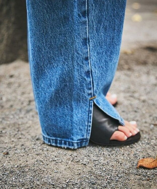 woadblue 【157】slit tapered デニムパンツ VINTAGE BLUE