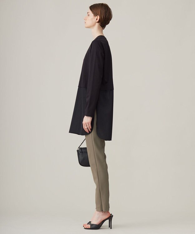 ICB L 【洗える】 シアージャージーコンビ カットソー ブラック系