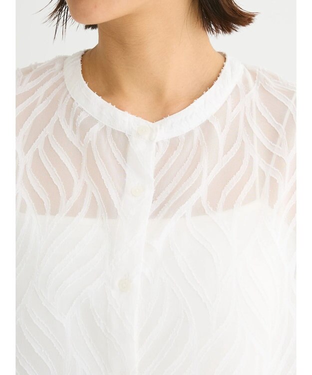 Green Parks ２ＷＡＹ　リーフジャガードシアーシャツ Off White