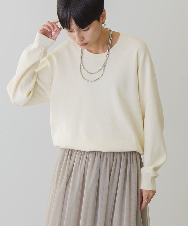 AMERICAN HOLIC スウェットライクニットプルオーバー Ivory