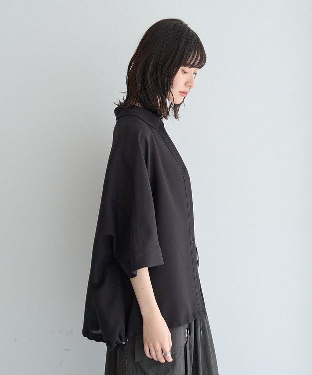 YECCA VECCA 　裾ドロストメッシュシャツ Black