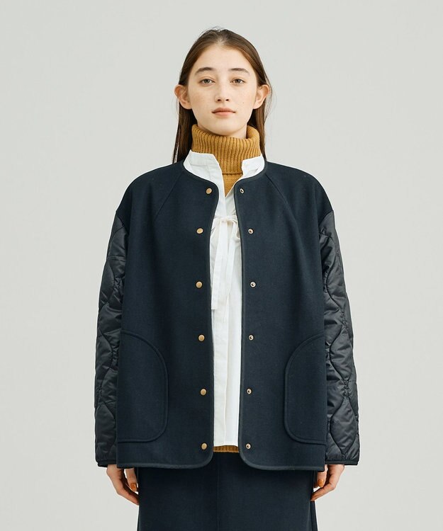 J.PRESS YORK STREET 【WOMEN】キルト×ジャージ ブルゾン ブラック系