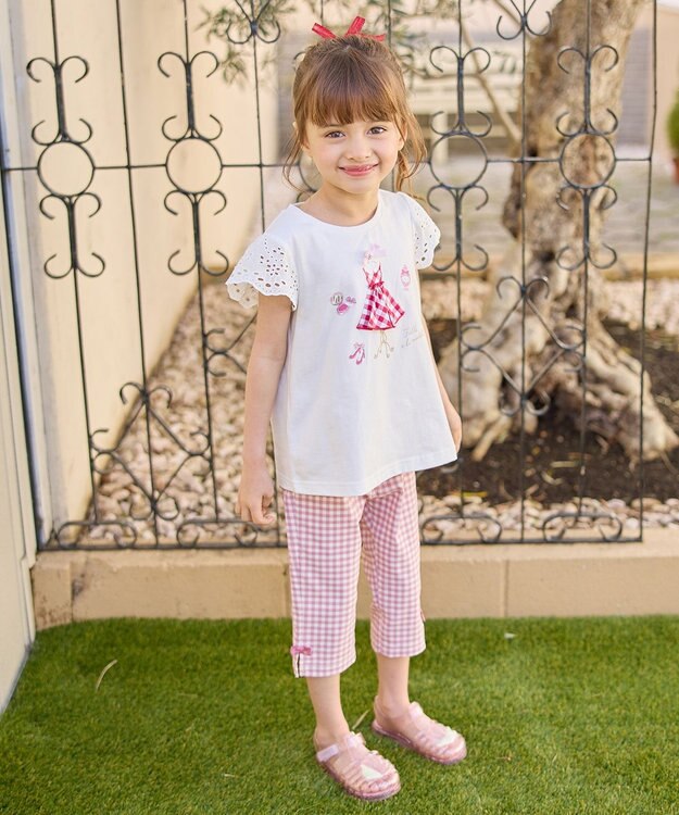 ANY KIDS 接触冷感 しろくま パンツ ピンク×ギンガム