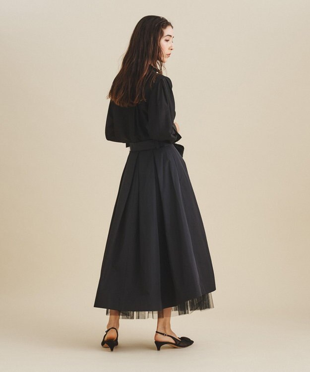GRACE CONTINENTAL ブラックタフタオーバースカート ブラック