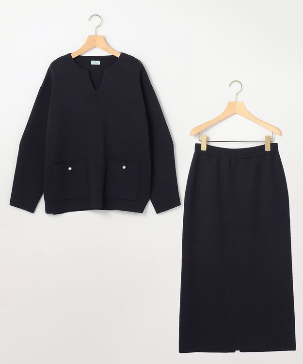 組曲 S 【加藤ローサさん着用】スムースストレッチニットアップ ネイビー系