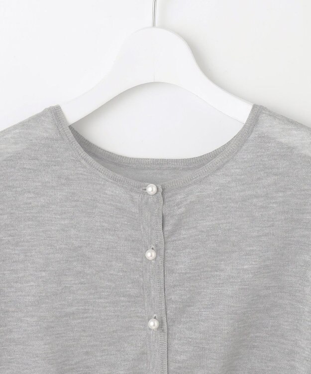 自由区 【WEB限定・洗える】シアーカーデ×ジャージードレス セット ライトグレー(ラメ)×ネイビー