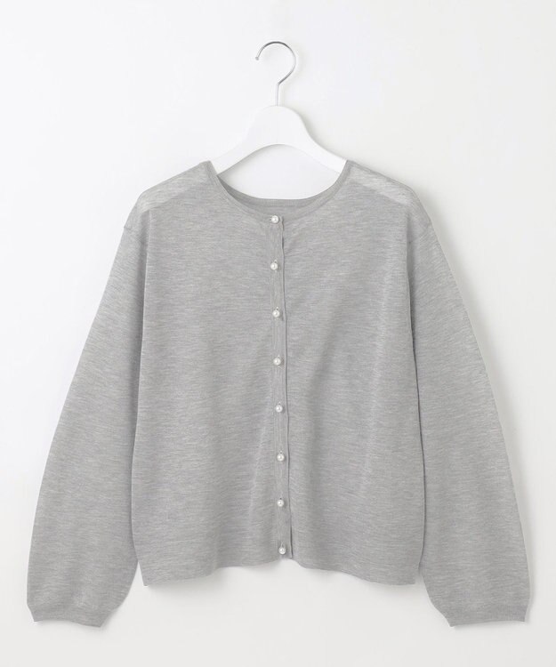 自由区 【WEB限定・洗える】シアーカーデ×ジャージードレス セット ライトグレー(ラメ)×ネイビー