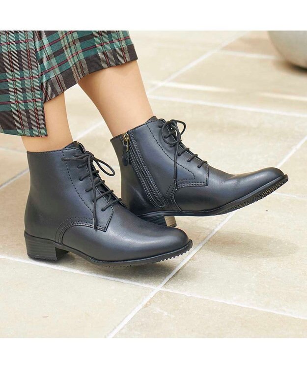 ing <ing>【WEB限定】【サスティナブルシリーズ】レースアップショートブーツ ブラック