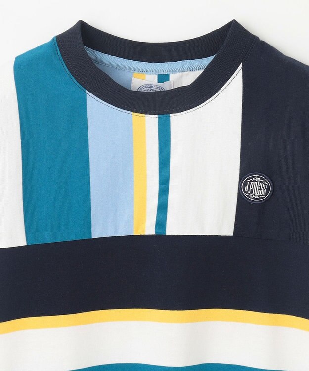 J.PRESS KIDS 【100-130cm】50/2 マルチボーダー Tシャツ ネイビー系1