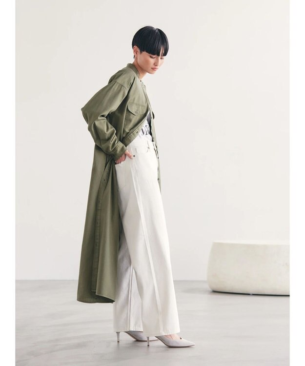 AMERICAN HOLIC ツイルＷポケットＡラインワンピース Khaki