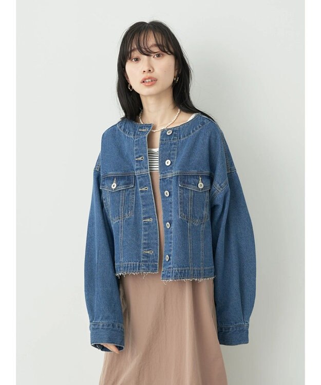 earth music&ecology ノーカラーＧジャン Medium Indigo