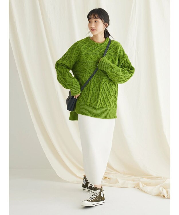 CRAFT STANDARD BOUTIQUE ブラッシングケーブルニット Green