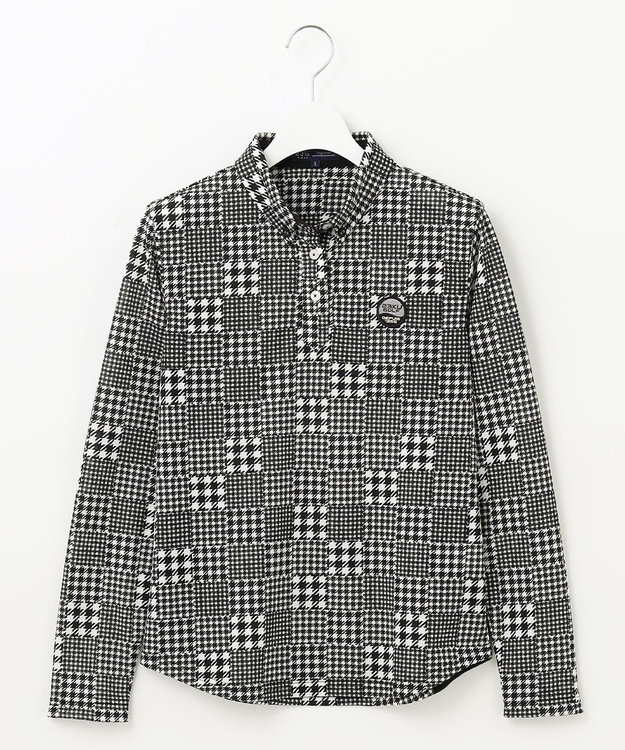 23区GOLF 【WOMEN】【日本製】チェック柄 長袖ポロシャツ ブラック系3