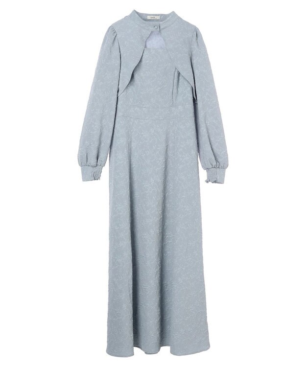 earth music&ecology ＳＥＴ２点ジャガードボレロ＋ワンピース Grayish Blue