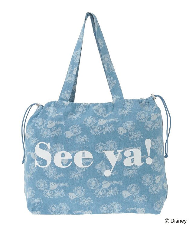 Green Parks ミッキー＆フレンズ／花柄デニムトートバッグ Light Indigo