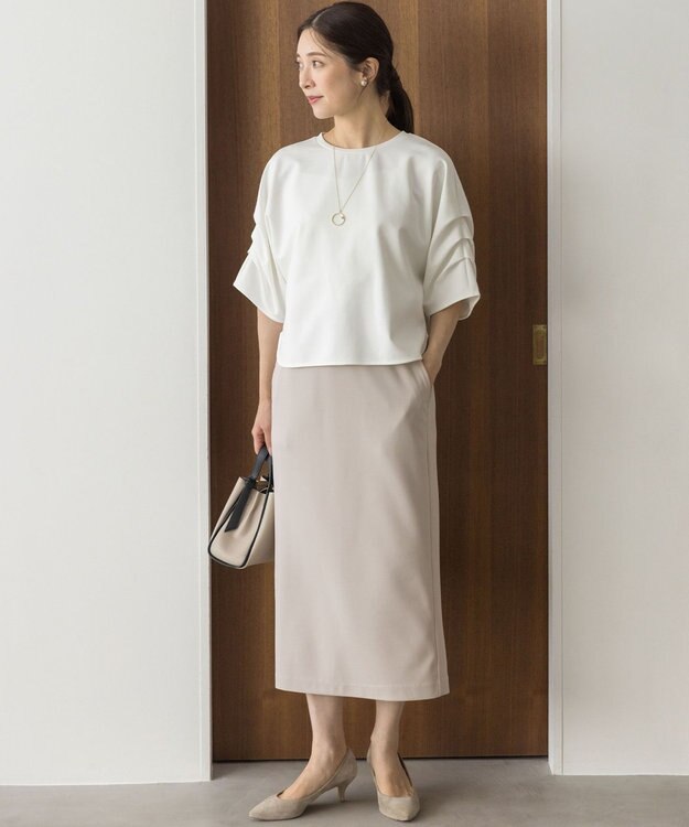 組曲 ジョーゼットジャージーナロータイト スカート ベージュ系