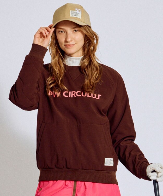 PW CIRCULUS 【3層レイヤー構造ボンディング×中綿キルティング】【WOMEN】中綿プルオーバー  ゴルフウェア レディース ダークブラウン系
