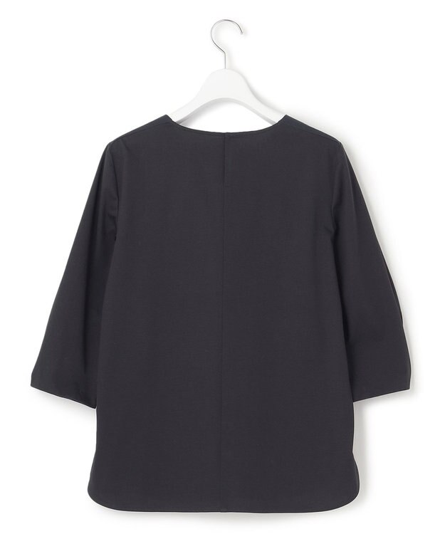 23区 【洗える】ブラウスライクジャージー プレーン カットソー ネイビー系