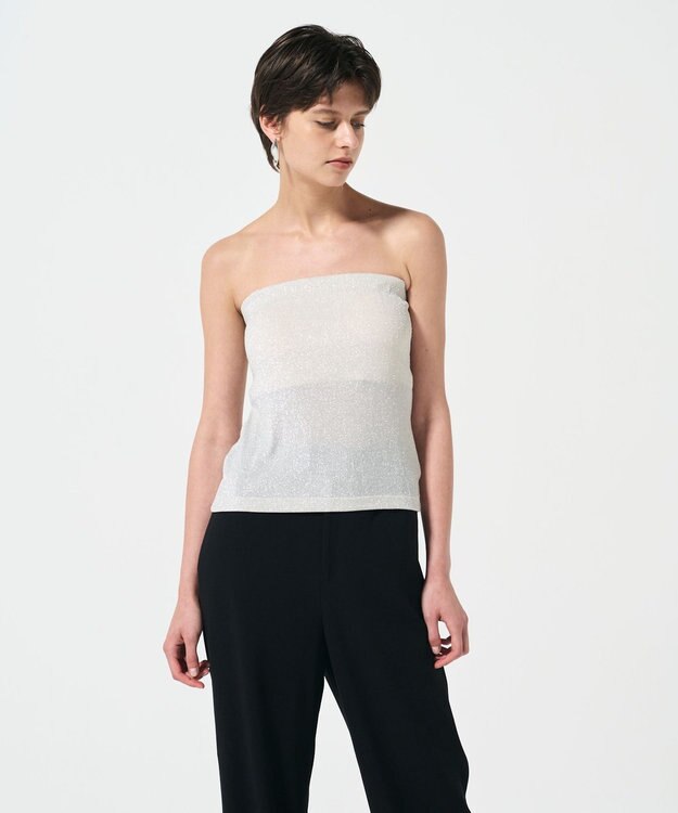 GRACE CONTINENTAL ラメベアトップ シルバー