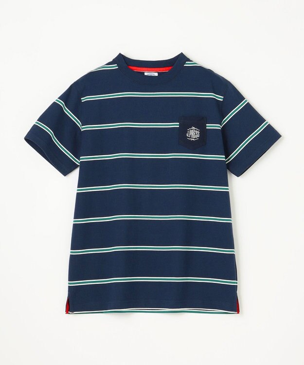 J.PRESS KIDS 【140-170㎝】マルチボーダー 半袖Ｔシャツ ネイビー系1