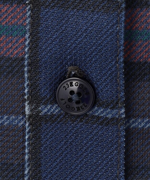 23区GOLF 【WOMEN】【日本製】チェック柄 長袖ポロシャツ ネイビー系3