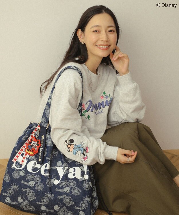 Green Parks ミッキー＆フレンズ／花柄デニムトートバッグ Indigo