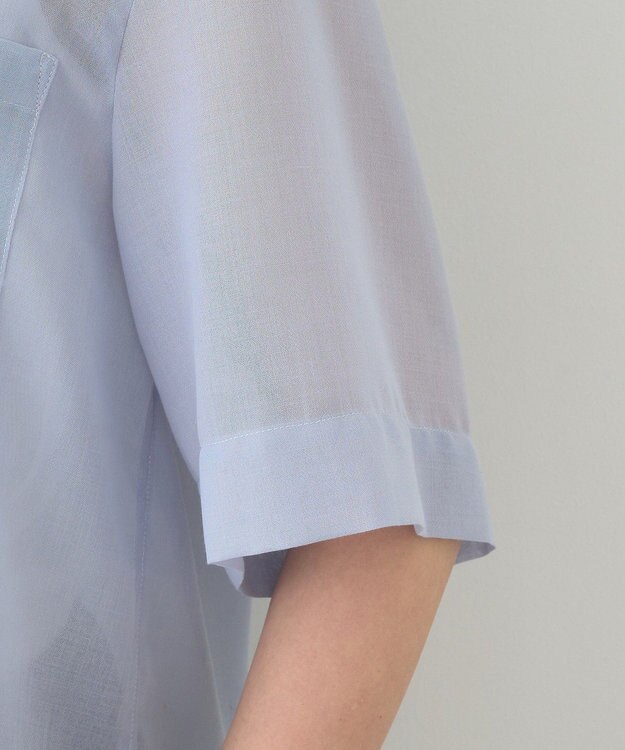 AMERICAN HOLIC シアーショート丈開襟シャツ Sax