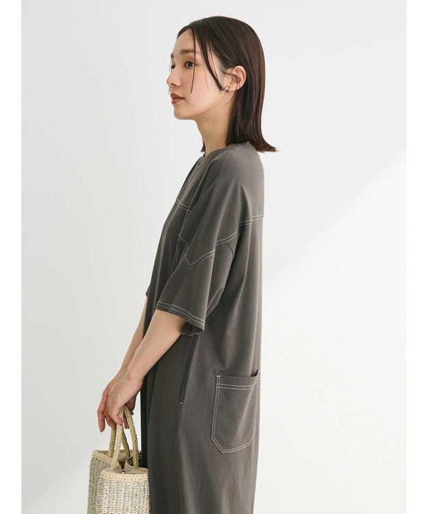Green Parks ・ＳＵＧＡＲ　ＳＰＯＯＮ【ＣＯＯＬ】ステッチＴＥＥワンピ Charcoal Gray