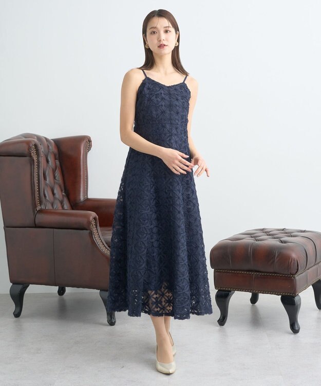 earth music&ecology SET2点シアーブラウス＋3Dレースワンピース ブラック