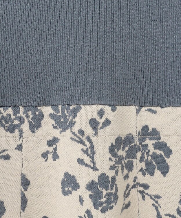 ANY SIS 【美人百花掲載】フラワージャガードニット ワンピース スモーキーブルー×アイボリー