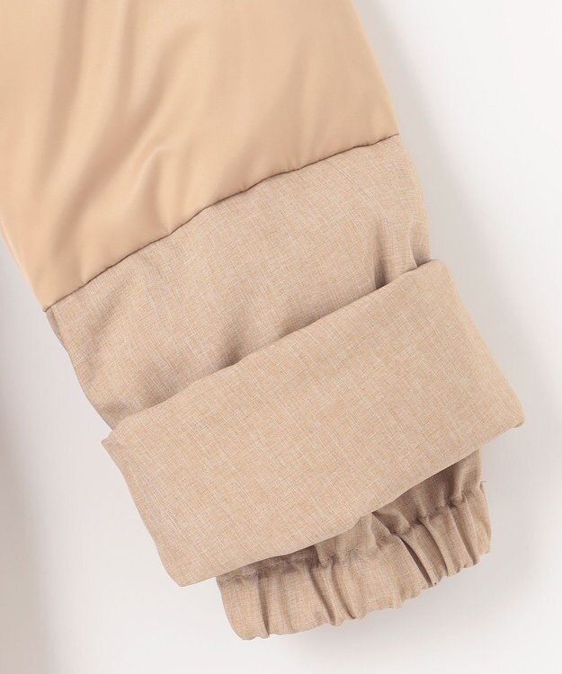 自由区 L 【撥水加工・洗える】ブライトダウンフード付き ダウンコート シャンパンベージュ