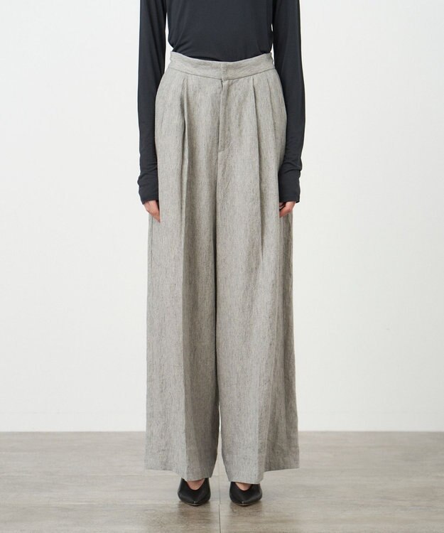 ATON LINEN RAMIE TOP | ワイドパンツ TOP GRAY