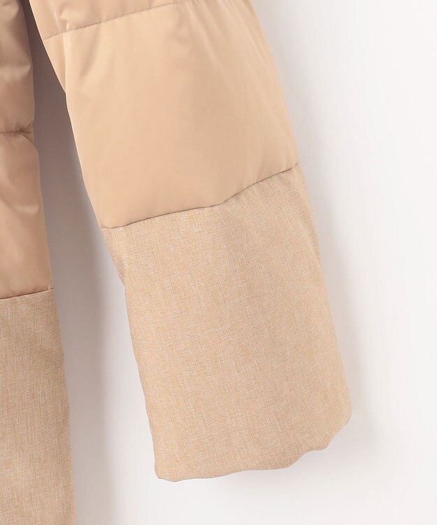 自由区 L 【撥水加工・洗える】ブライトダウンフード付き ダウンコート シャンパンベージュ