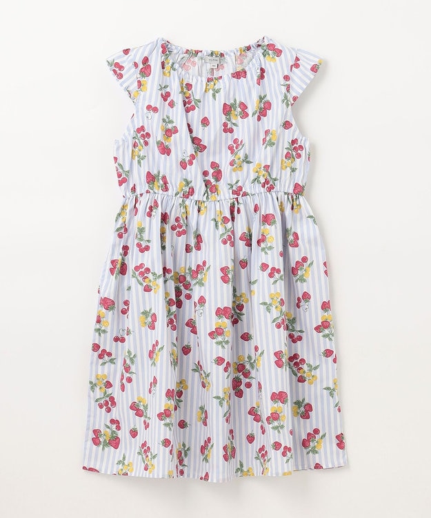 ANY KIDS プリント サマー ワンピース ストライプ×イチゴ