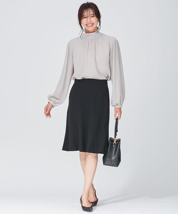 23区 トリアセダブルジョーゼット スカート ブラック系