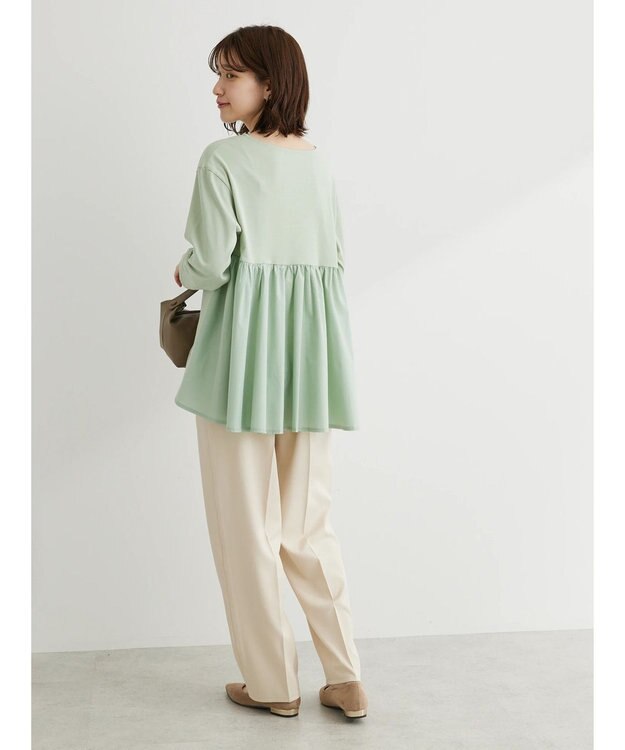 Green Parks バックギャザー布帛切替プルオーバー Green