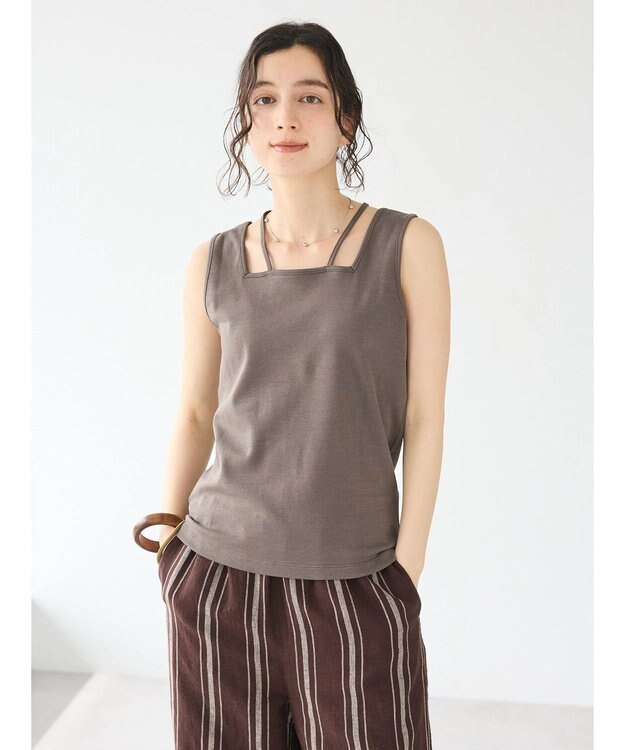 CRAFT STANDARD BOUTIQUE 前後2WAYスクエアデザインタンクトップ Charcoal Gray