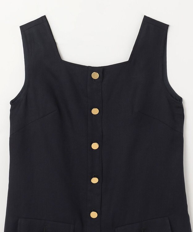 GRACE CONTINENTAL リネンタッチ配色ワンピース ネイビー