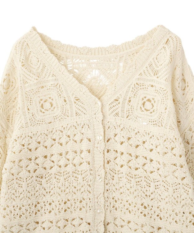 AMERICAN HOLIC 【前後2WAY】レース透かし編みニットカーディガン Ivory