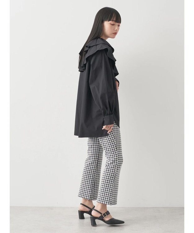 earth music&ecology ラッフルフリルチュニックブラウス Black