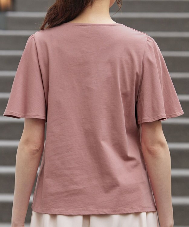 Tiaclasse 【おのののかさん着用】「サマケア」キーネックフレアスリーブトップス ピンク