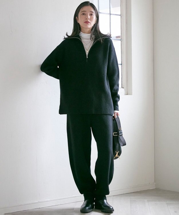 23区 【SLOW/一部店舗限定】ニットトータル パンツ ブラック系