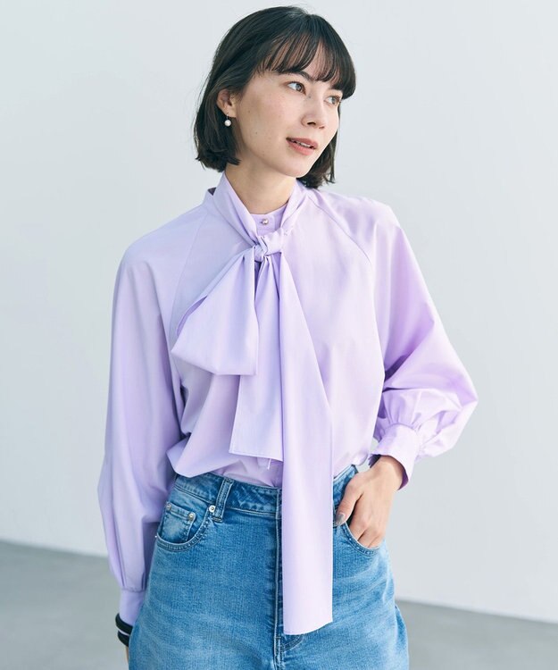 UNFILO 【取り外し可能なボウタイ付き/セレモニー】2WAY ボウタイブラウス ラベンダー