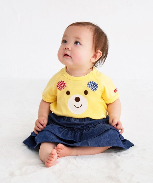 MIKI HOUSE HOT BISCUITS 【70-80cm】 顔ドン ボディシャツ(ロンパース) 黄