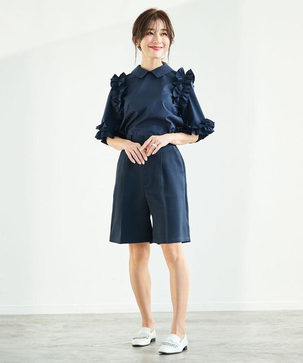 #Newans ストレートシルエットハーフパンツ ネイビー