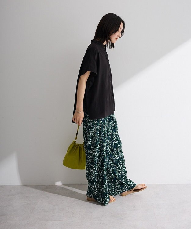 Green Parks 半袖シアースキッパーブラウス Black