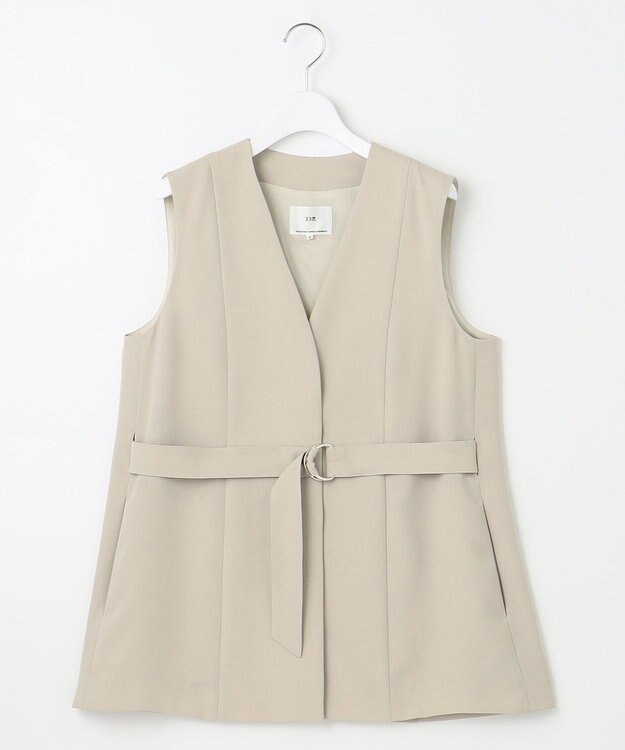 23区 L 【撥水加工/UVカット】キューティクルストレッチツイル ジレ ベージュ系