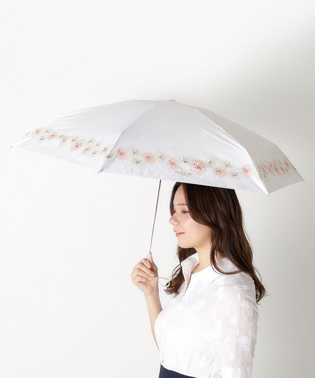 MOONBAT 【WEB限定/一級遮光99.99%】晴雨兼用折りたたみ日傘 ポール&ジョー(PAUL & JOE ACCESSOIRES)クリザンテーム/バイカラー 雨の日OK 遮熱 簡単開閉 UV 晴雨兼用 オフホワイト
